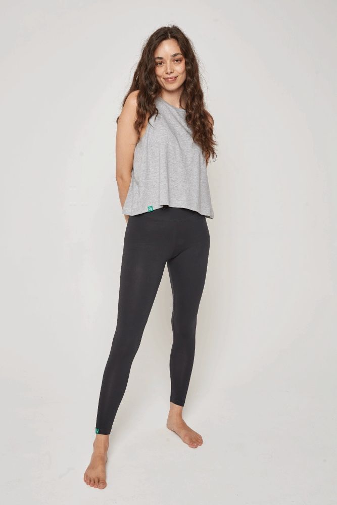 Organic Cotton Cropped Tank Top - Light Grey Heather