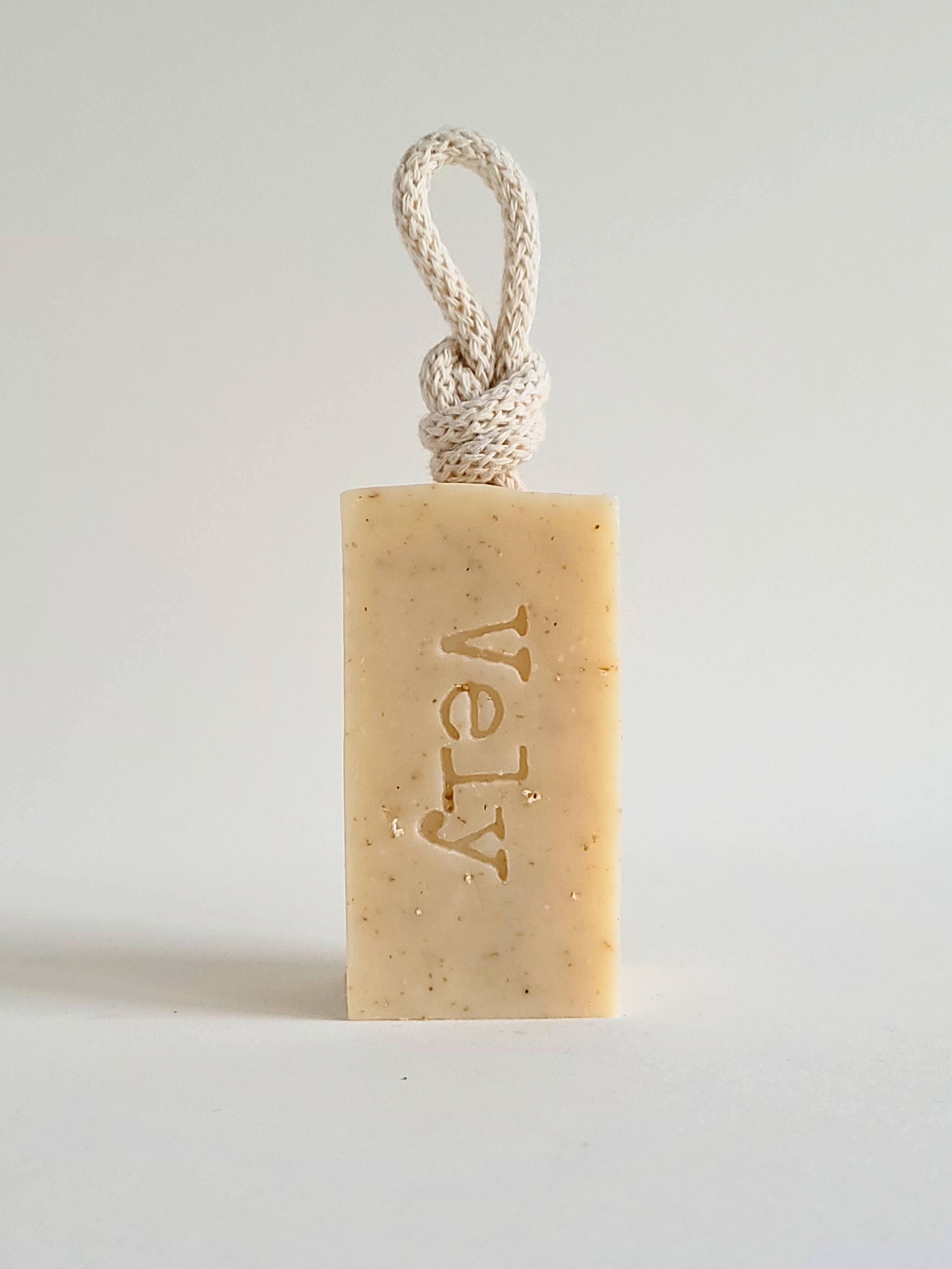 Natural Vegan Soap On A Rope With Oatmeal and White Clay "Classic Twist"