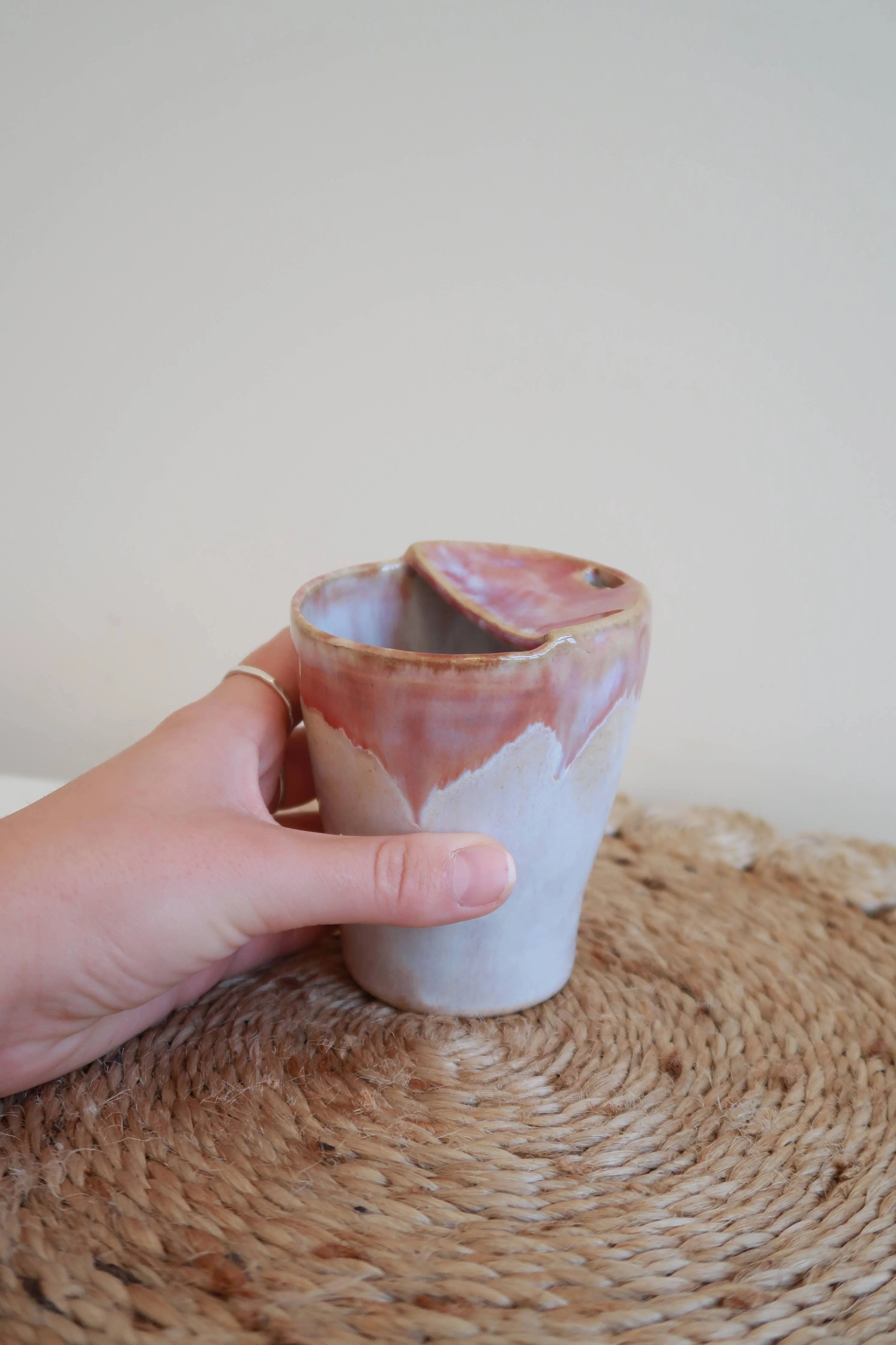 FernwehClayDesigns - Handmade Ceramic Espresso Travel Keep Cup - Pink