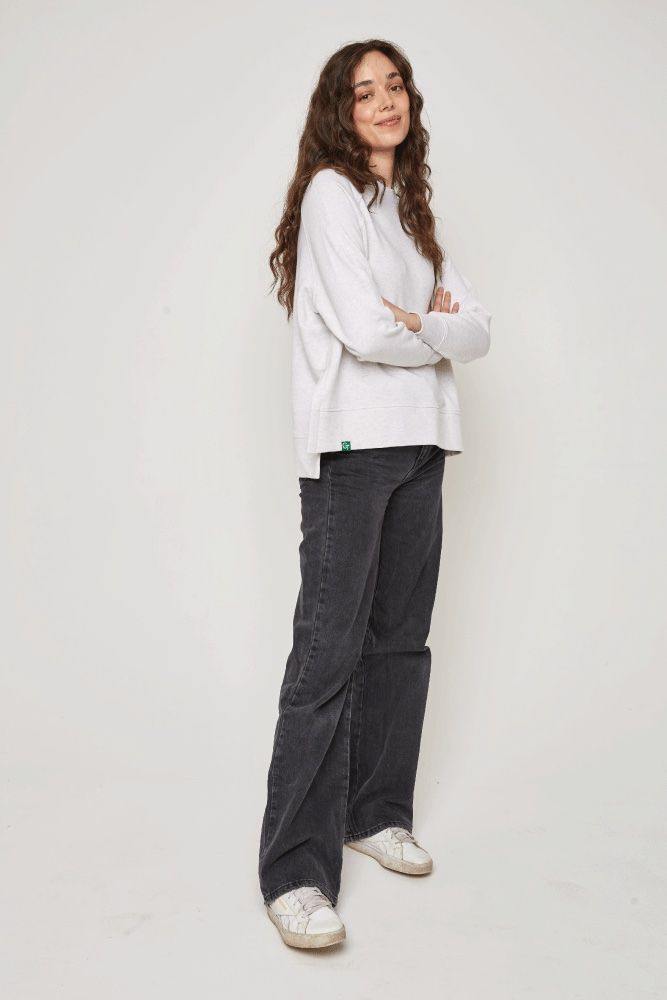 ORGANIC COTTON OVERSIZED SWEATER - SNOW GREY HEATHER