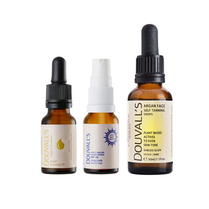 Summer Glow Bundle | 15ml Argan Bronzing Oil, 15ml Argan SPF30, 30ml Self tanning Face drops