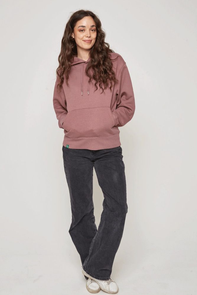 ORGANIC COTTON OVERSIZED HOODIE - ROSE BROWN