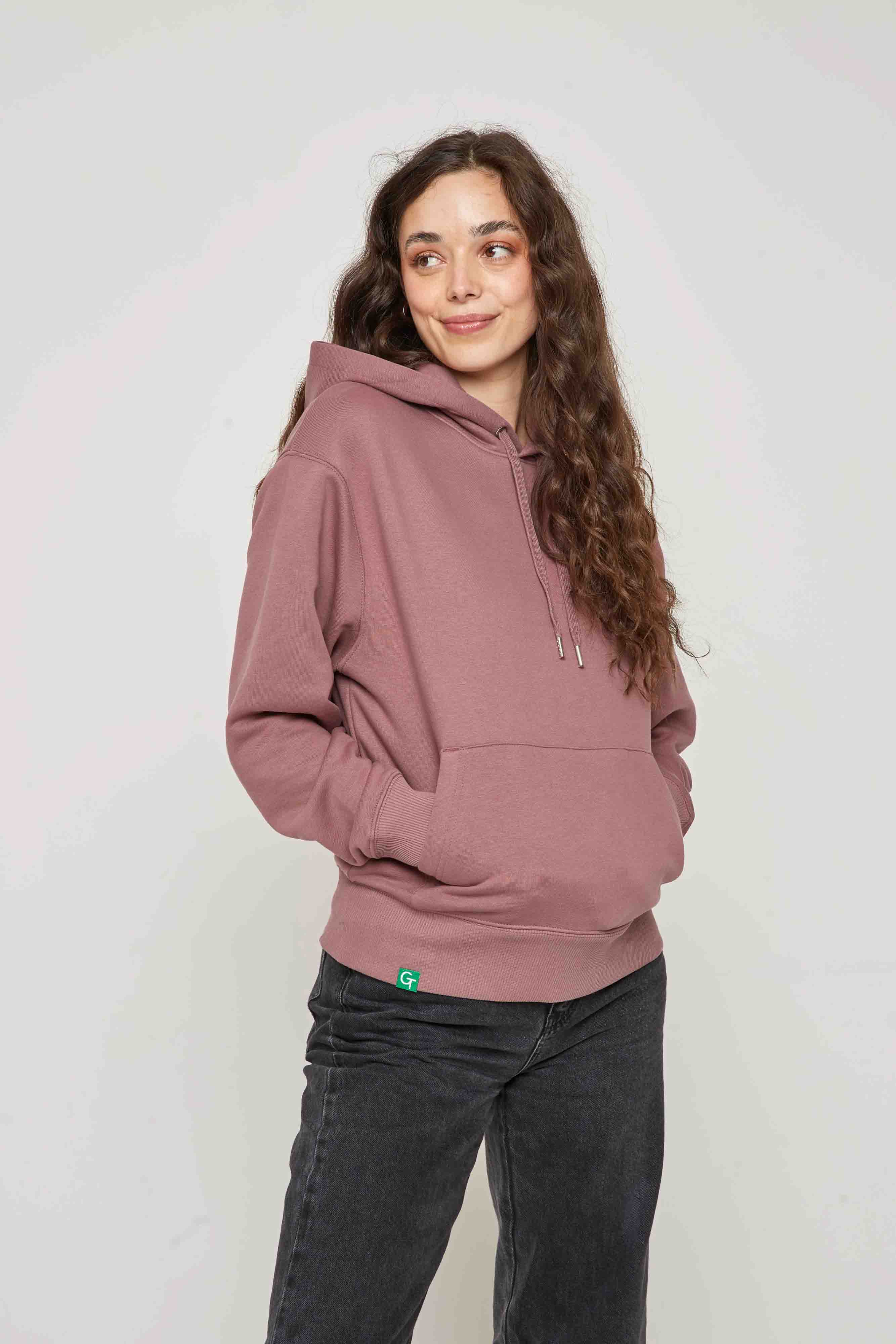 ORGANIC COTTON OVERSIZED HOODIE - ROSE BROWN