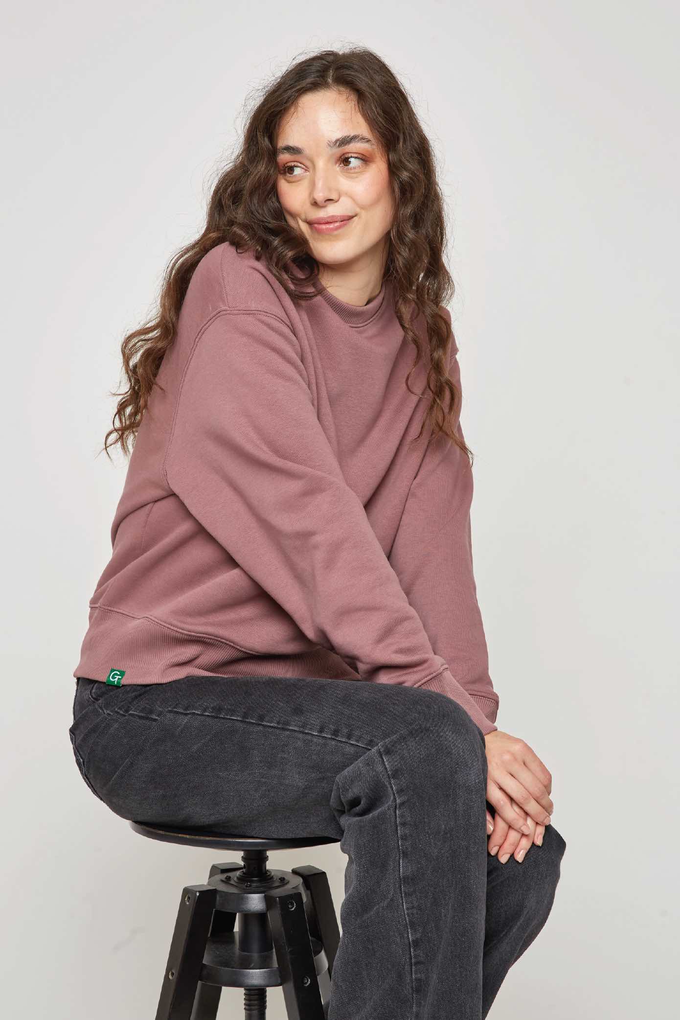 ORGANIC COTTON OVERSIZED SWEATER - ROSE BROWN