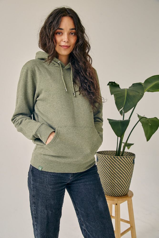 ORGANIC COTTON HOODIE - KHAKI HEATHER