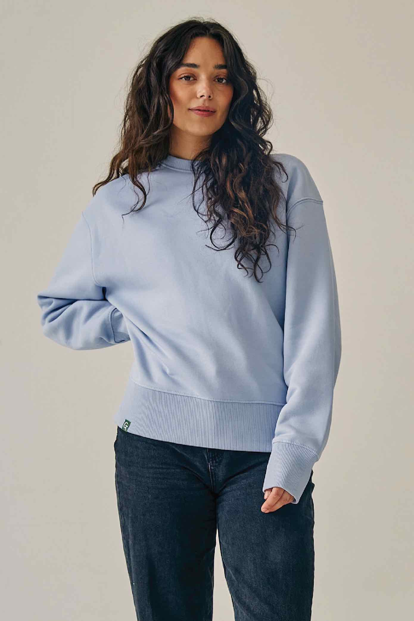 ORGANIC COTTON OVERSIZED SWEATER - COOL BLUE