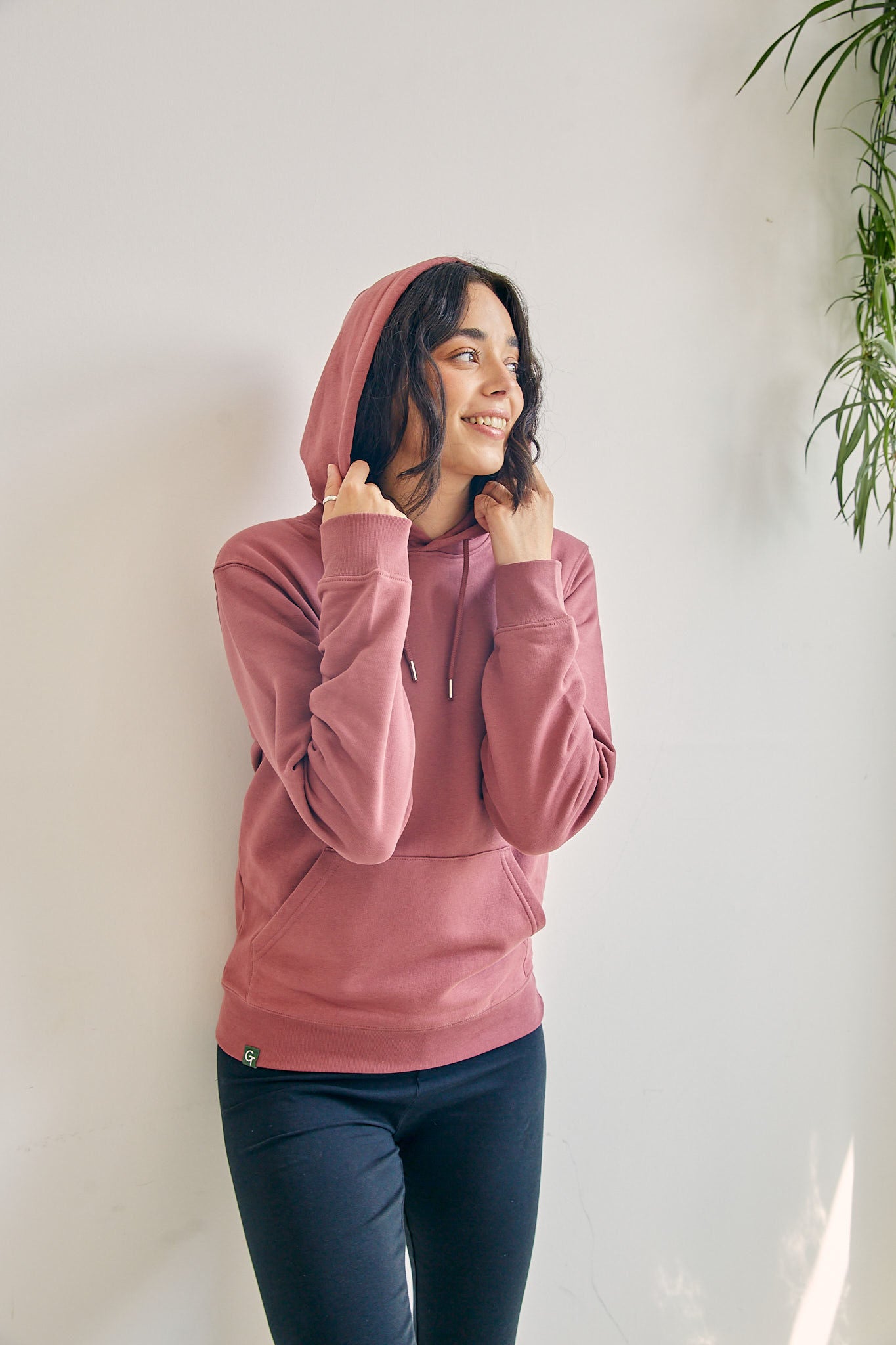 ORGANIC COTTON HOODIE - DARK ROSE