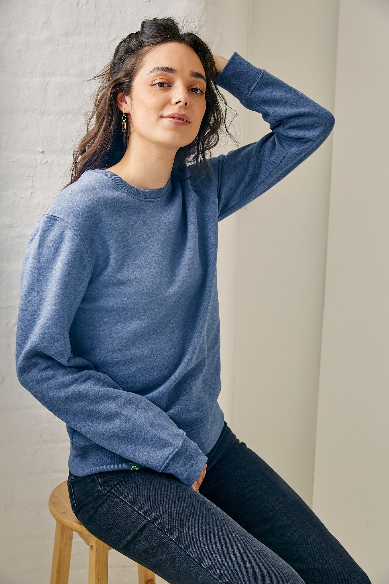 ORGANIC COTTON SWEATER - BLUE HEATHER