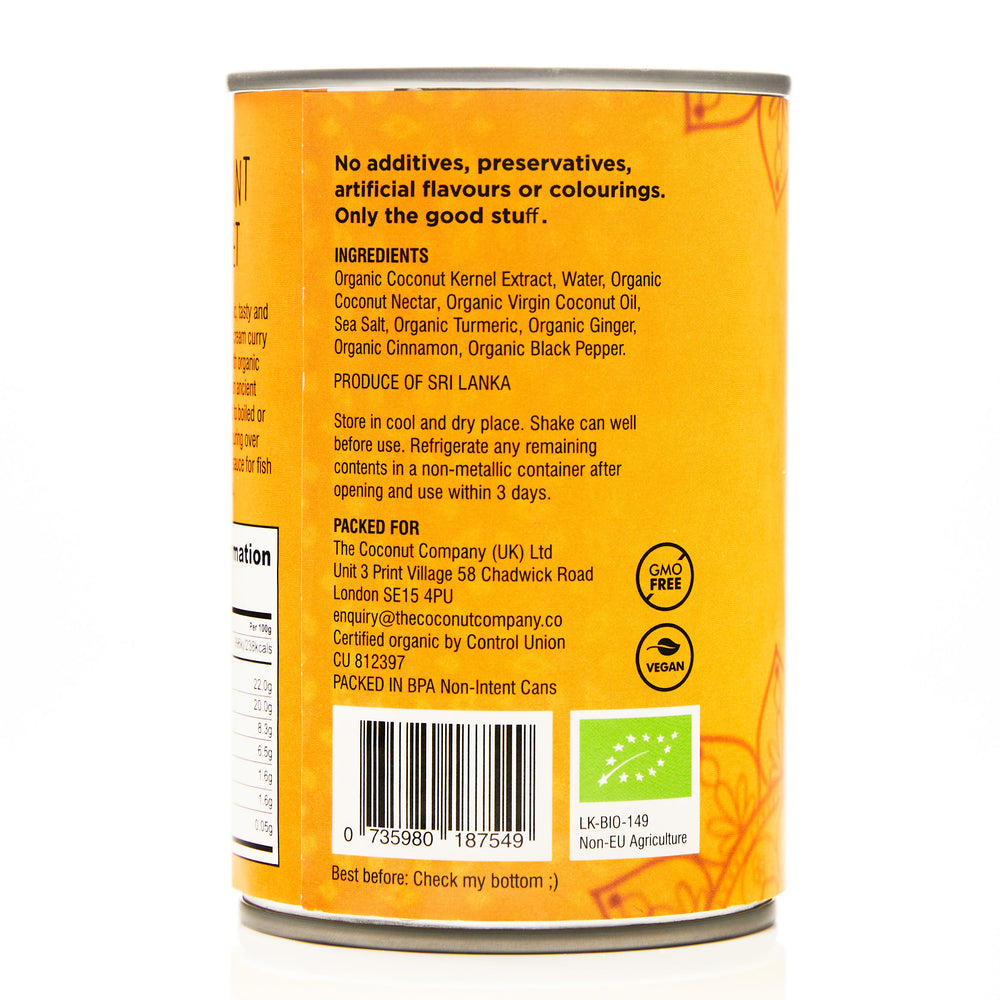 Organic Yellow Curry Coconut Cream - 400ml BPA-Free Can