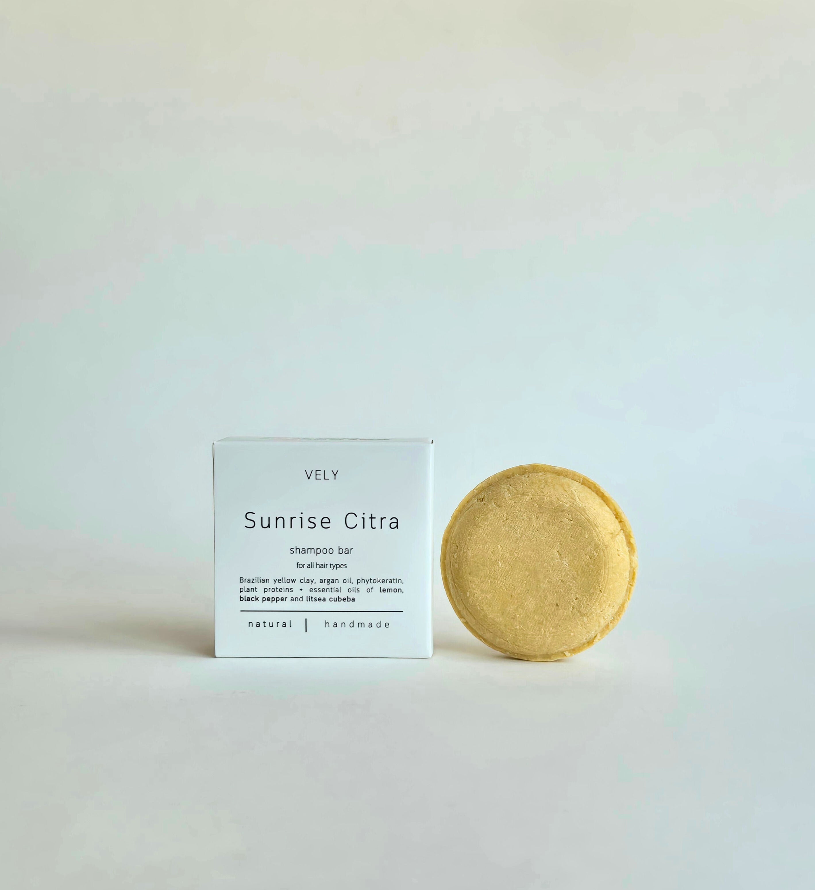 Vegan Solid Shampoo Bar with Argan Oil, Brazilian Yellow Clay and Lemon