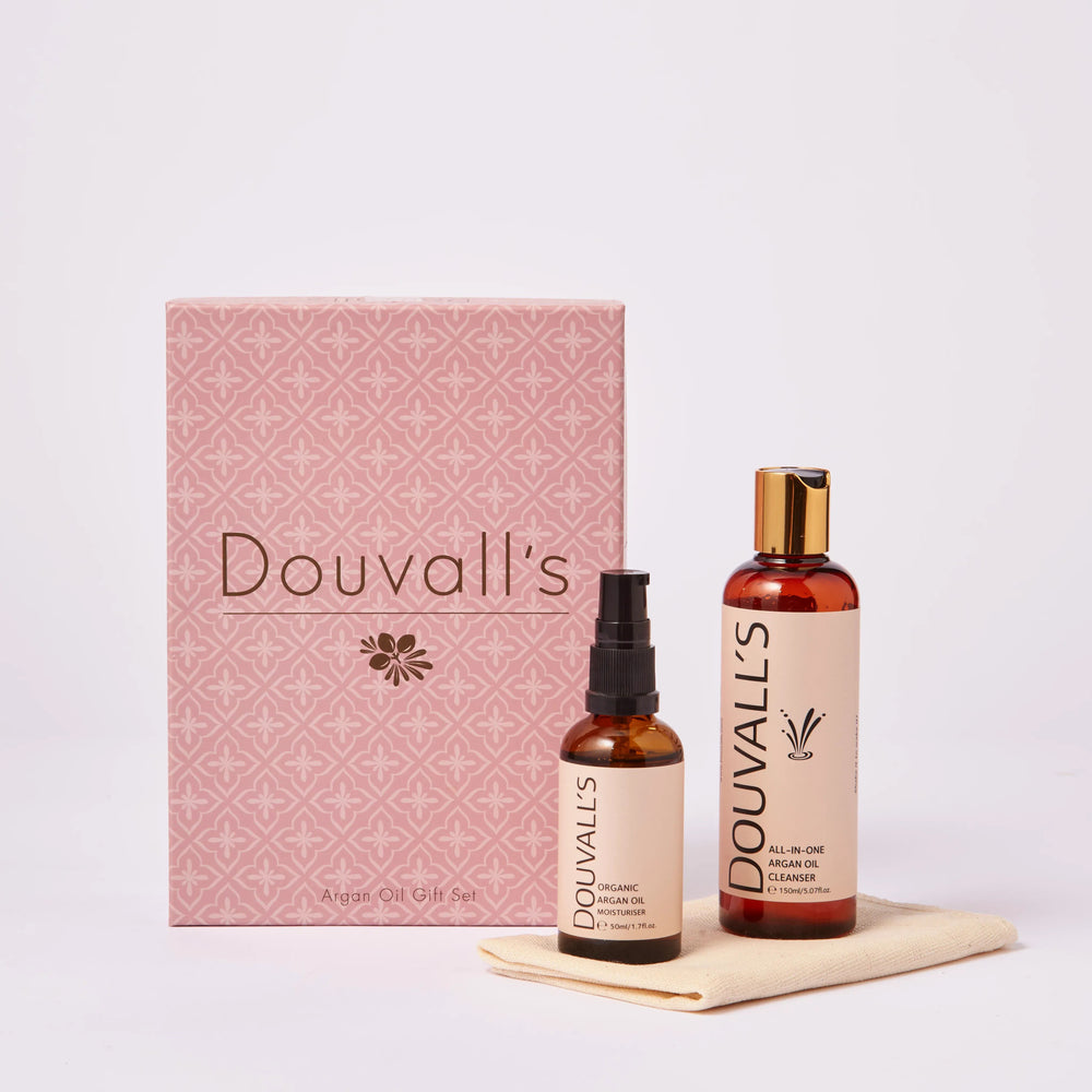 Luxury Argan Gift Set containing 150ml argan cleanser and 50ml organic first cold pressed argan oil