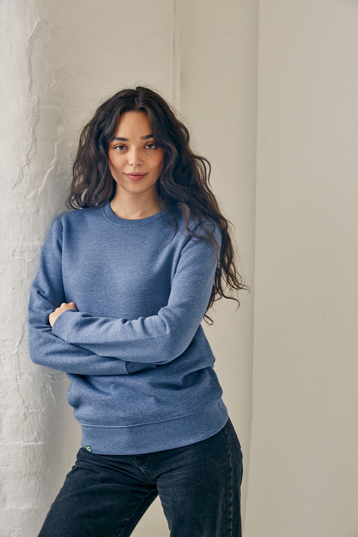 ORGANIC COTTON SWEATER - BLUE HEATHER