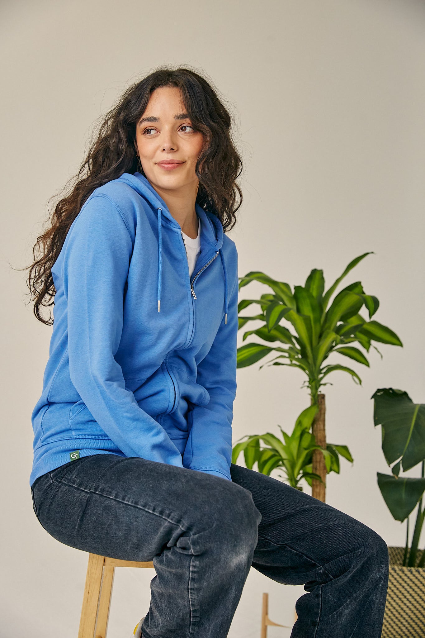 ORGANIC COTTON ZIP UP HOODIE - OCEAN BLUE