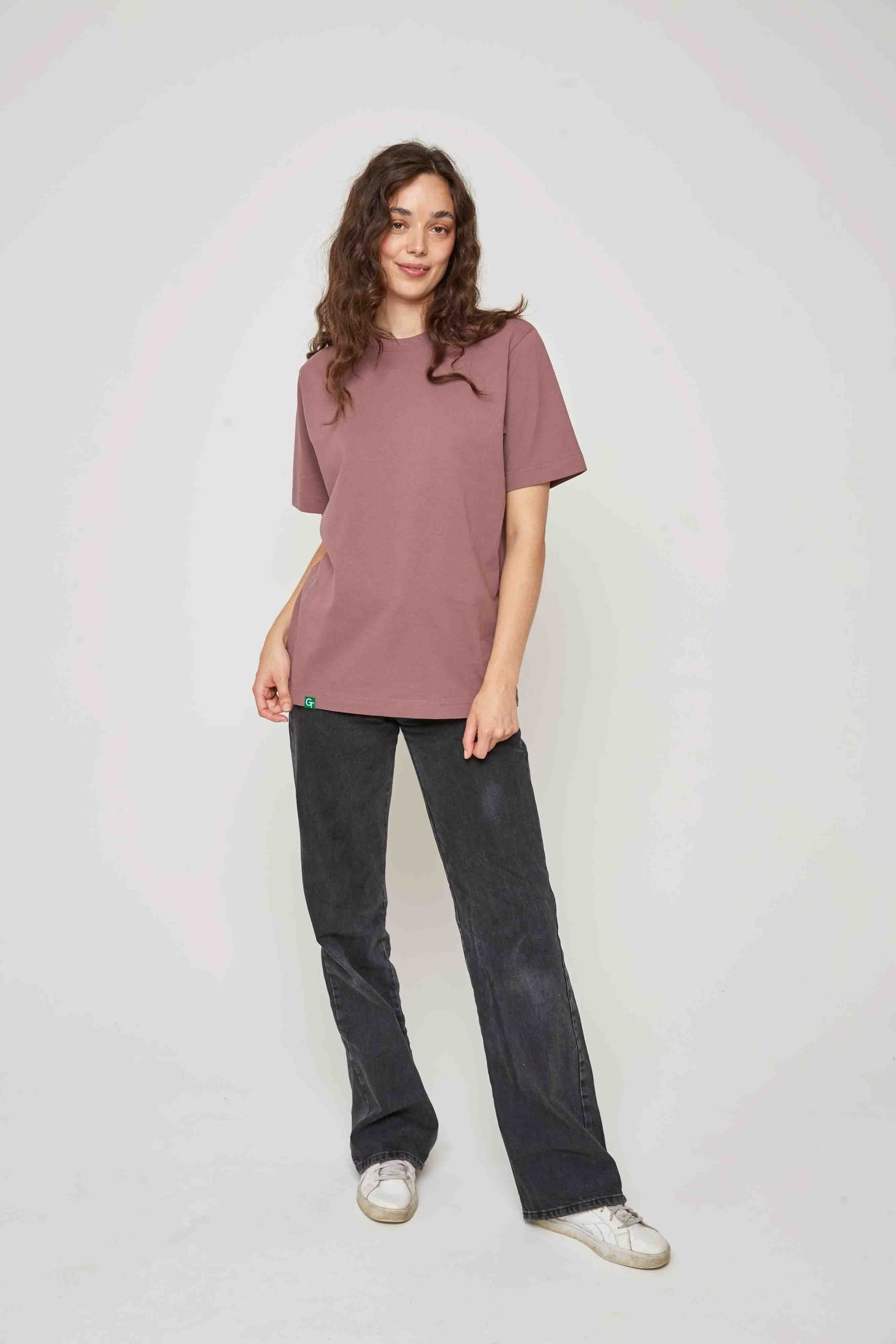 ORGANIC COTTON HEAVY T-SHIRT - ROSE BROWN