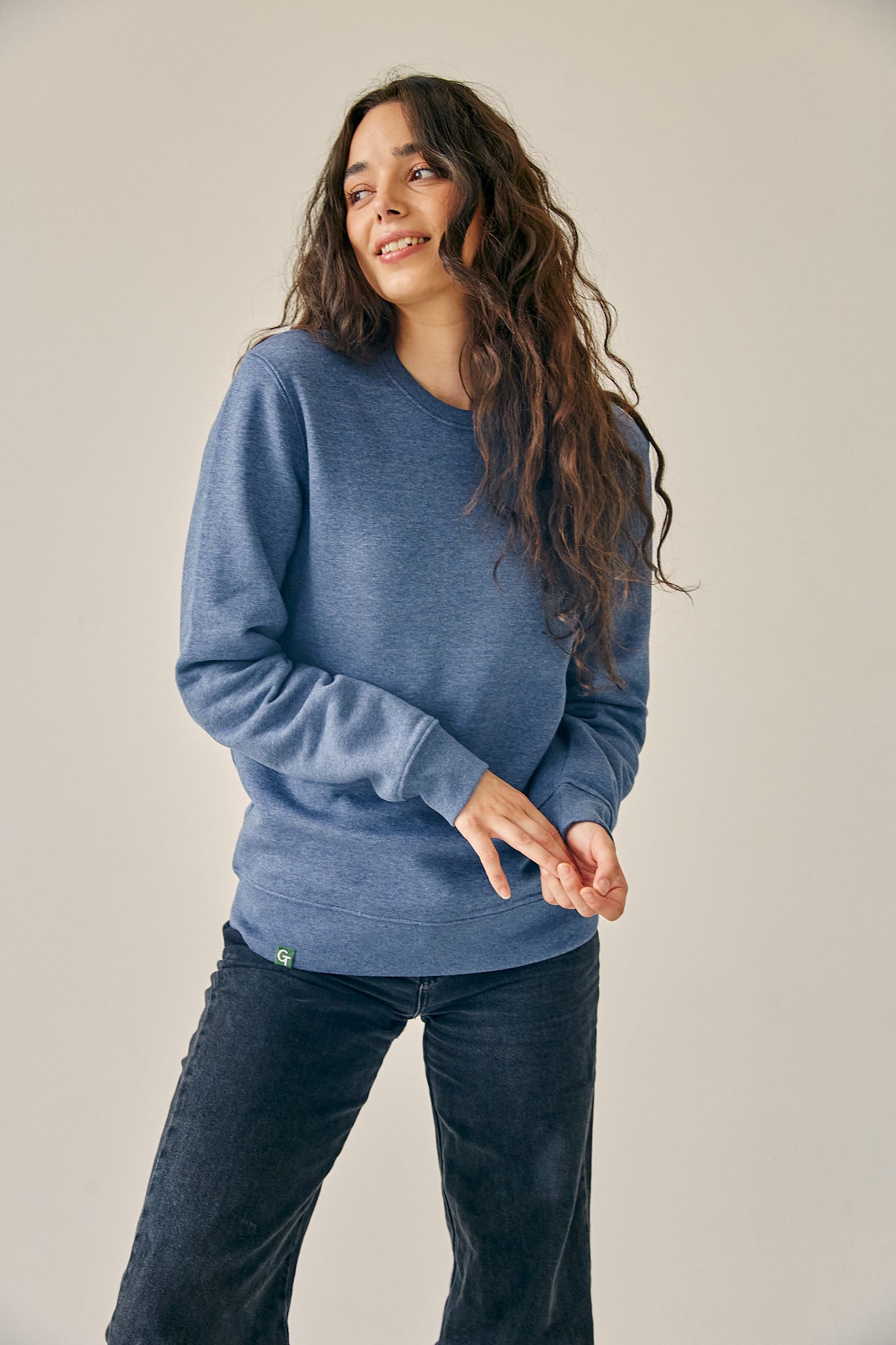 ORGANIC COTTON SWEATER - BLUE HEATHER