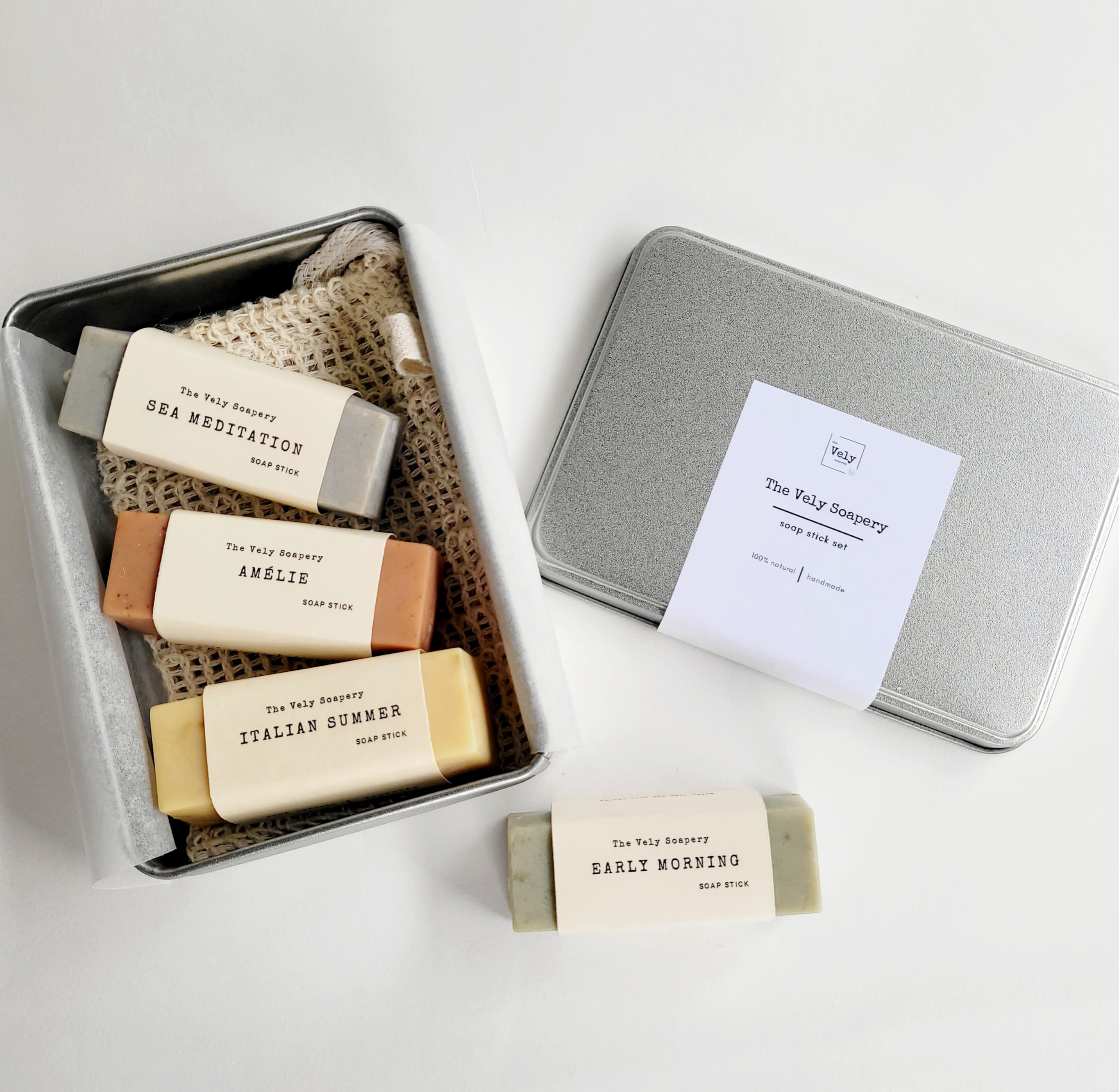 Natural Handmade Guest Soap Set In A Tin