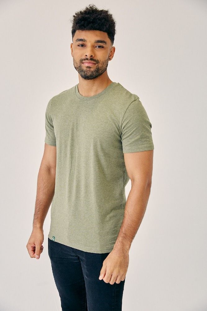 ORGANIC COTTON REGULAR FIT T-SHIRT - KHAKI GREEN HEATHER