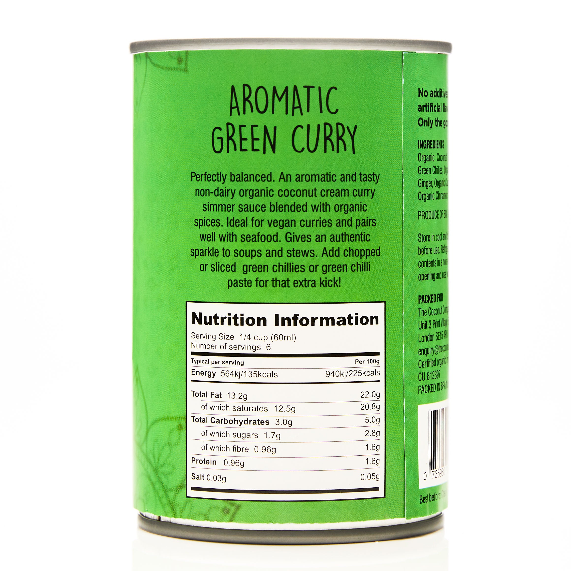 Organic Green Curry Coconut Cream - 400ml BPA-free Can