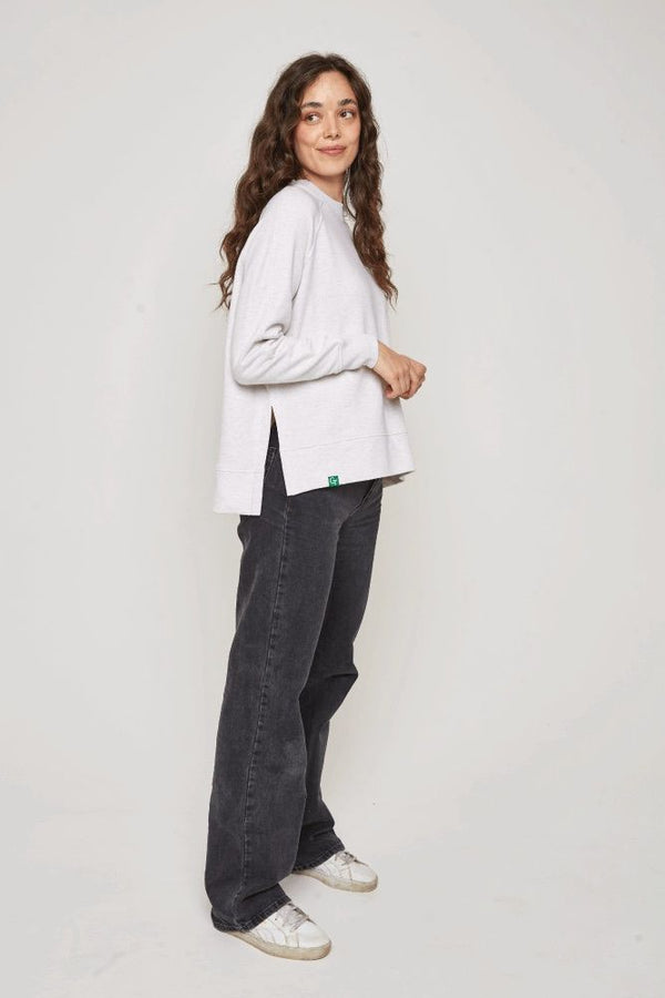 Organic Cotton Oversized Sweater - Snow Grey Heather