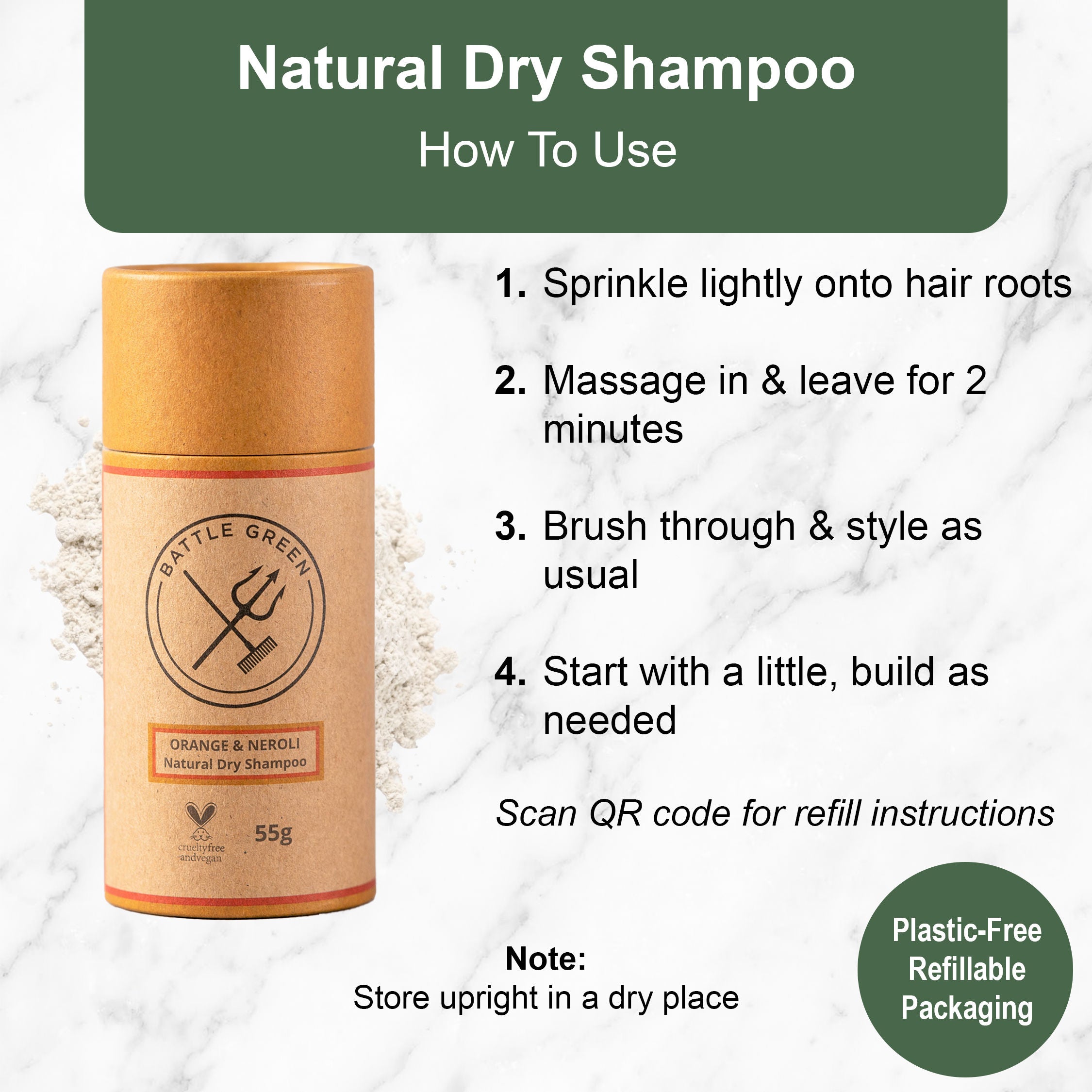 Natural Dry Shampoo Powder - 55g
