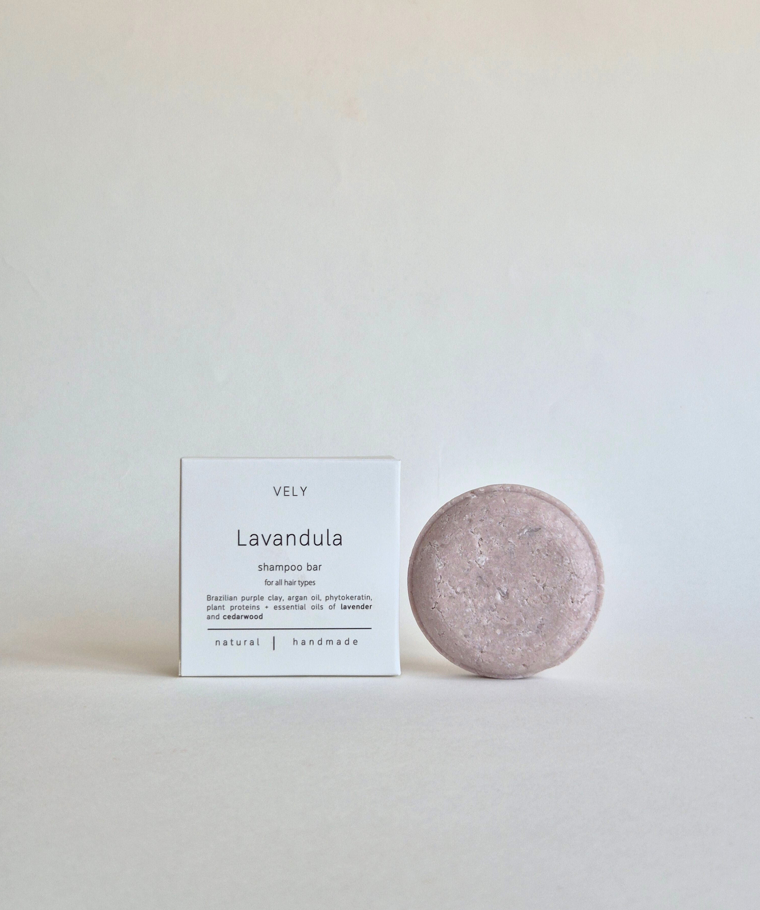 Vegan Solid Shampoo with Argan Oil, Purple Clay, and Lavender