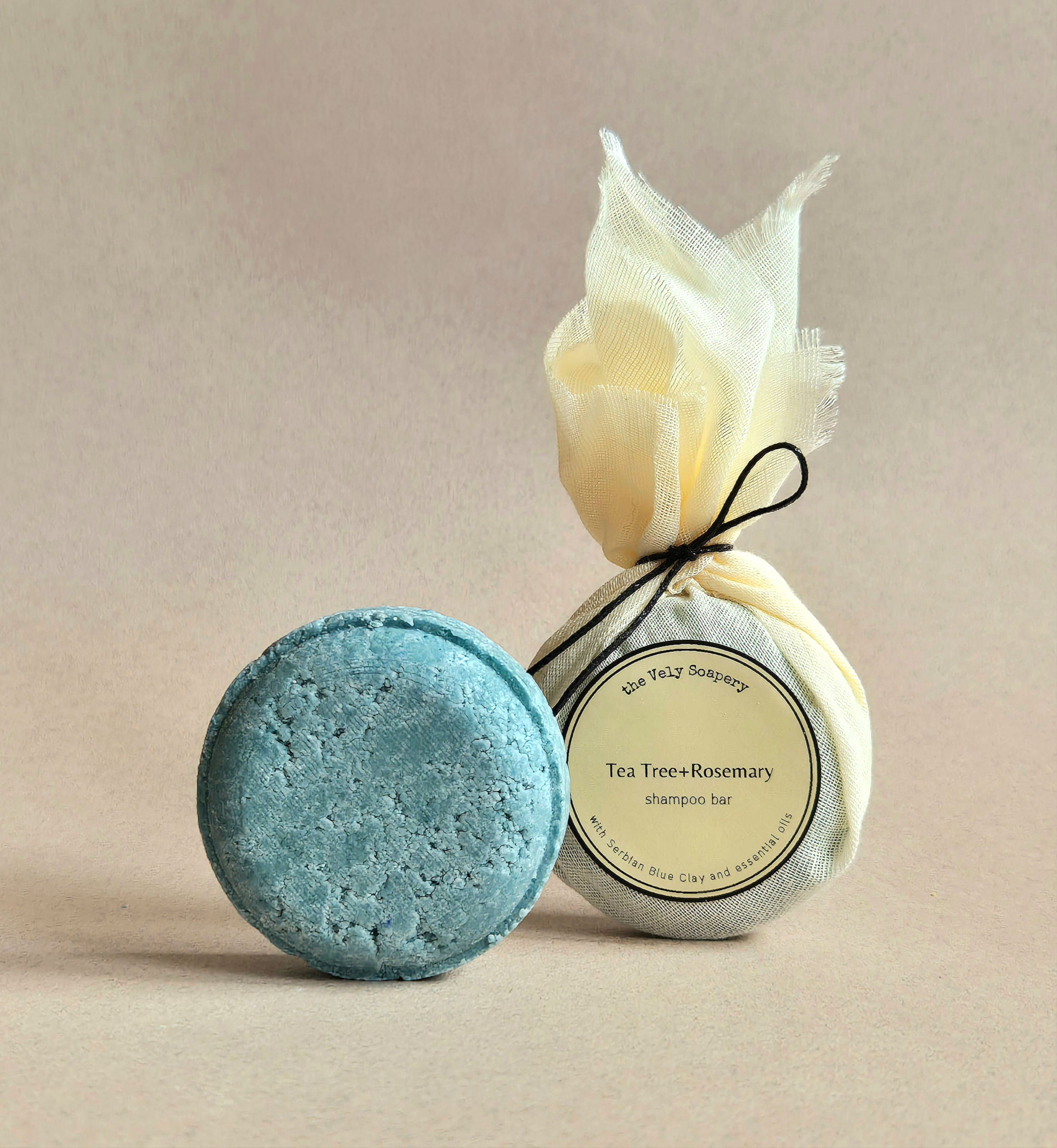 Vegan Solid Shampoo Bar with Argan Oil, Serbian Blue Clay, and Rosemary