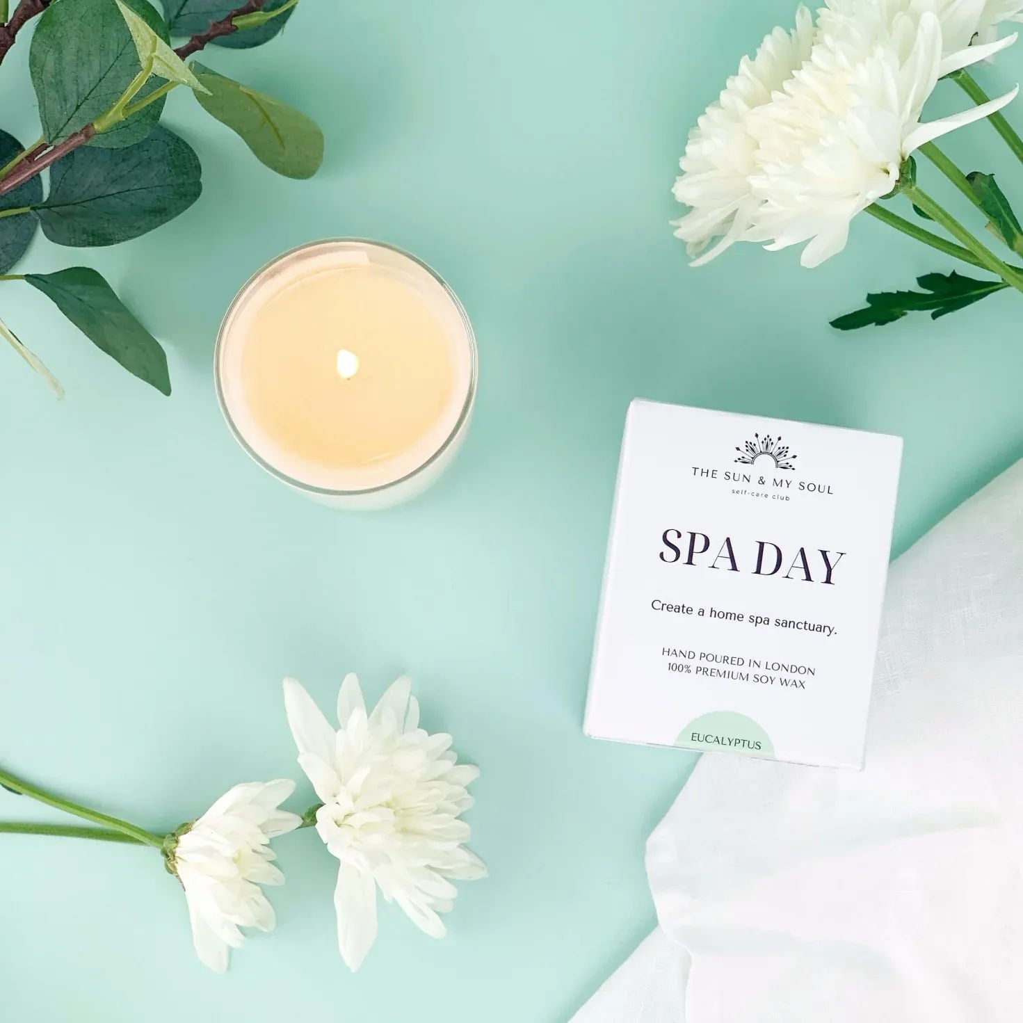 Spa Day - Eucalyptus Scented Premium Soy Wax Candle