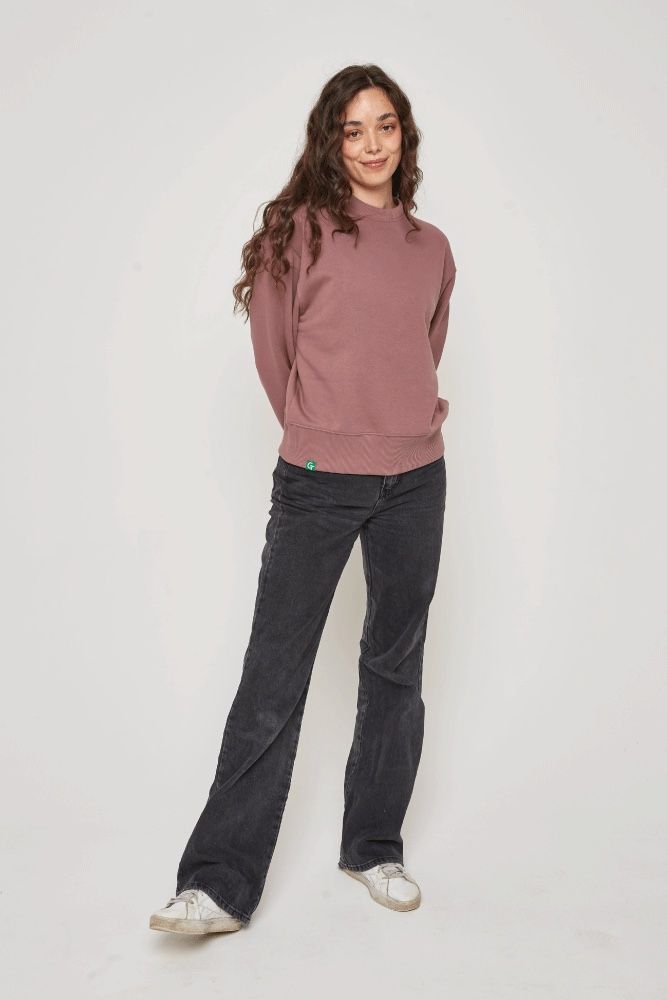 ORGANIC COTTON OVERSIZED SWEATER - ROSE BROWN