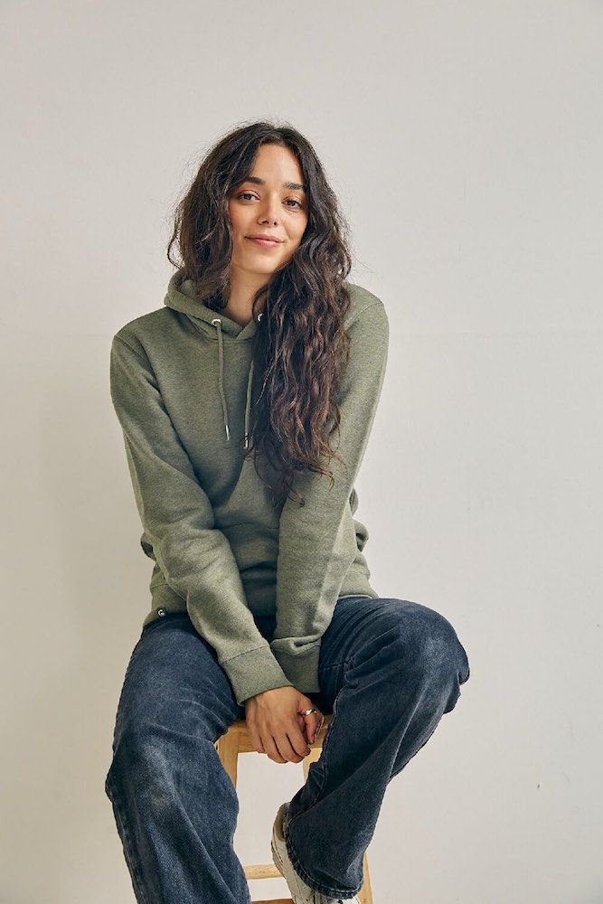 ORGANIC COTTON HOODIE - KHAKI HEATHER