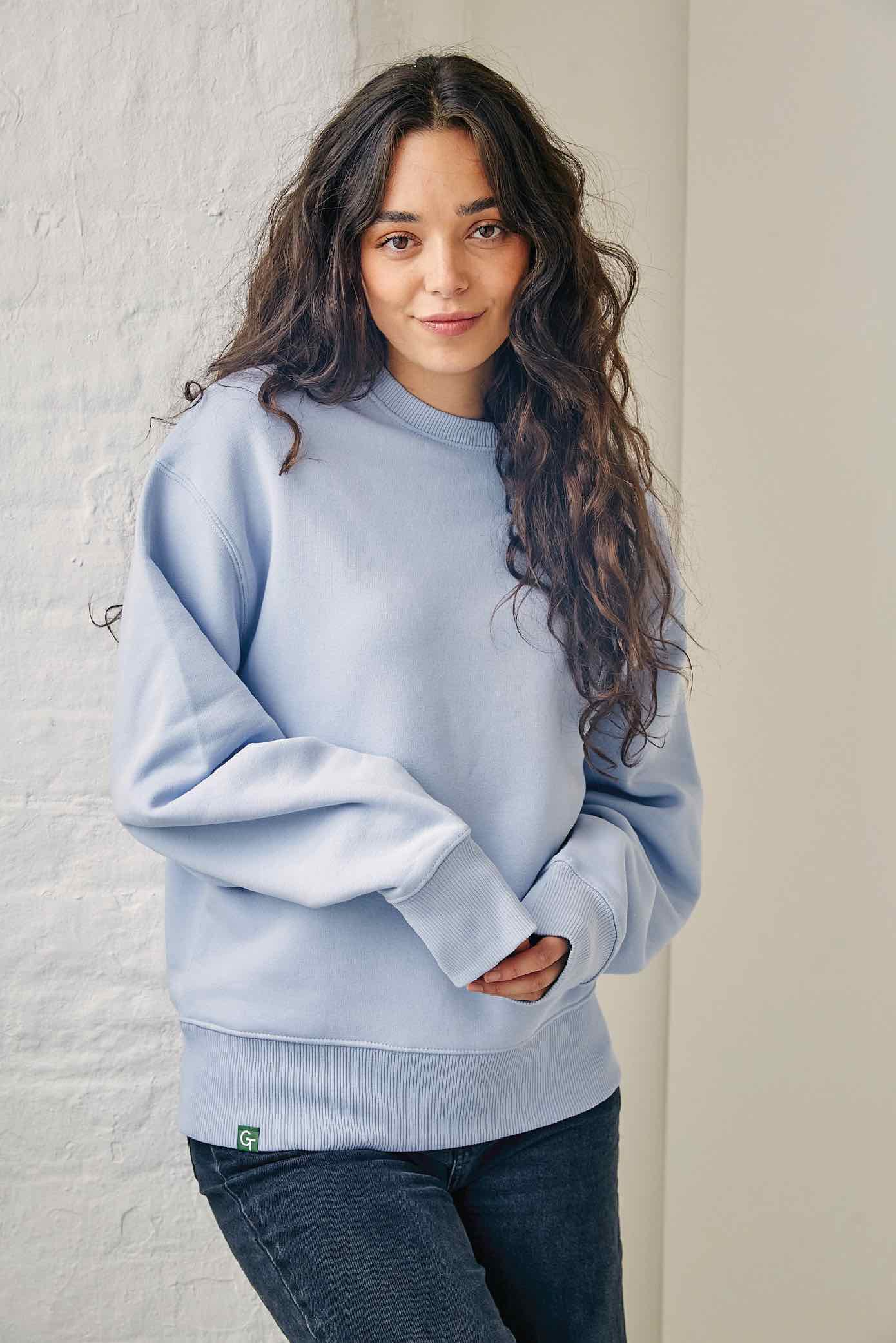 ORGANIC COTTON OVERSIZED SWEATER - COOL BLUE