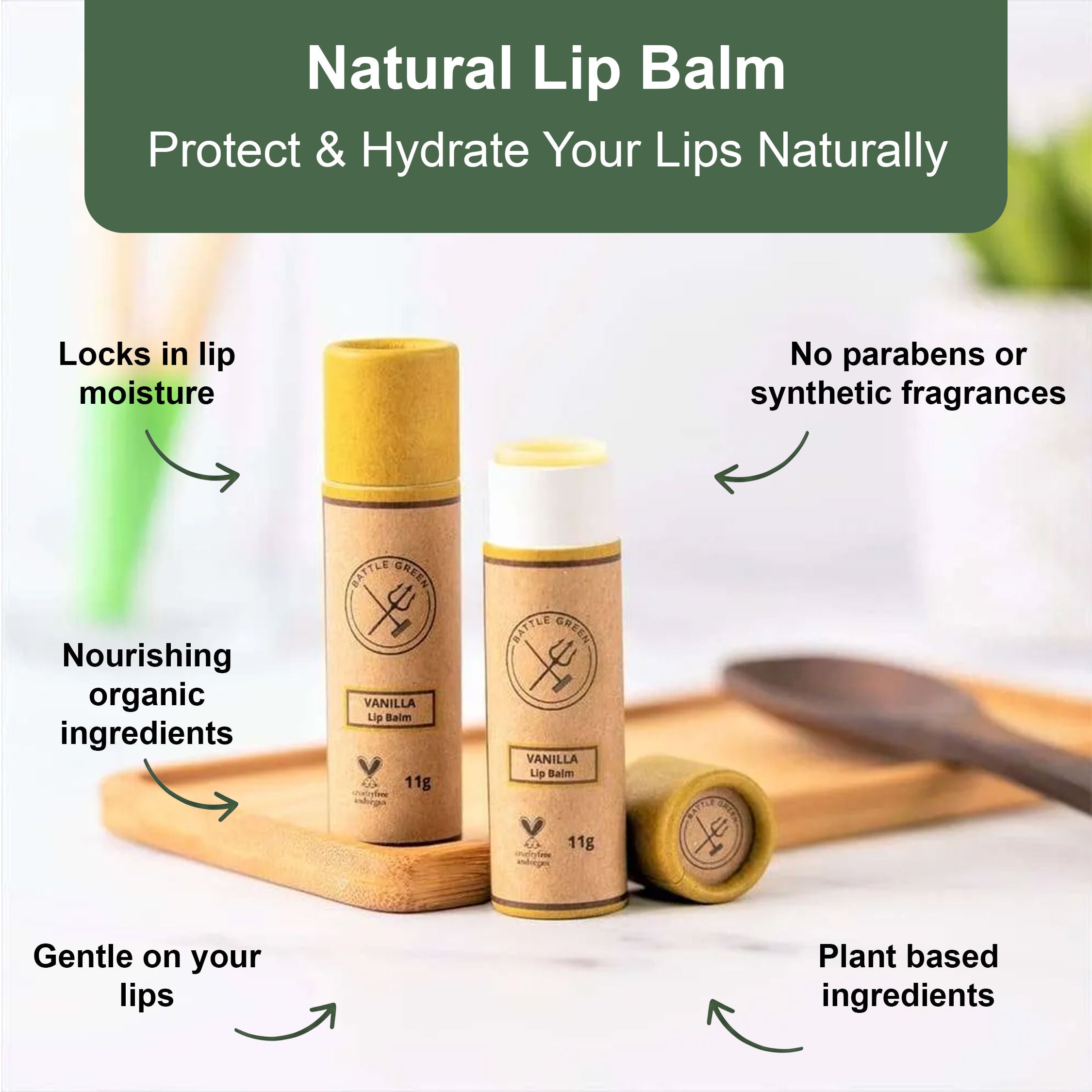 Natural Vegan Lip Balm - 11g Paper Tube
