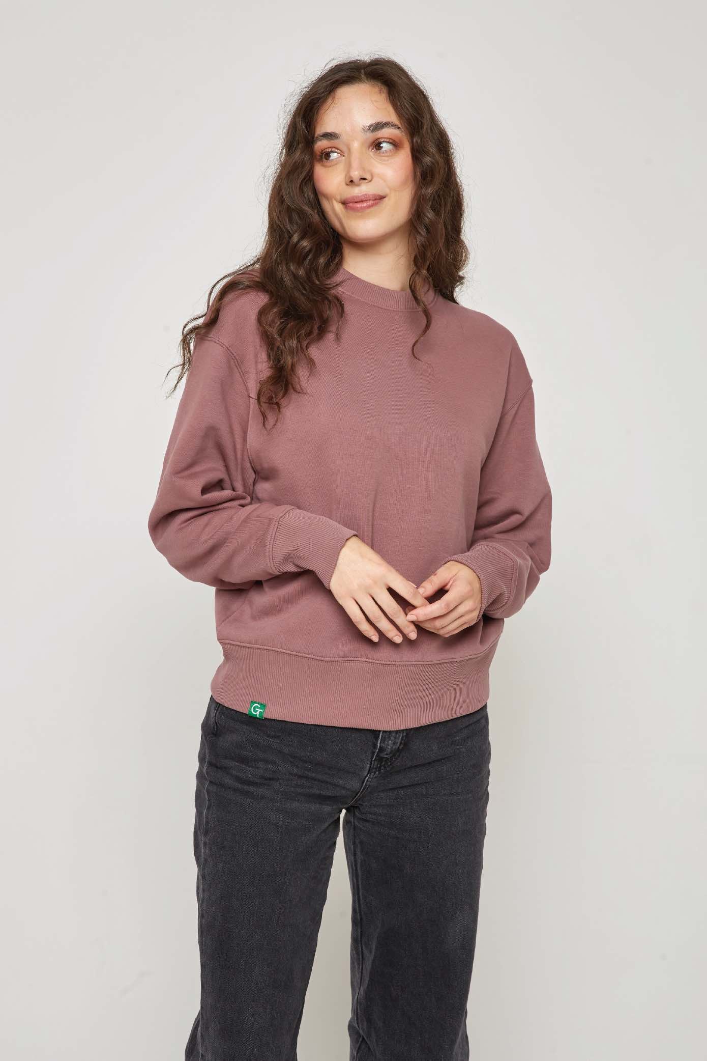 ORGANIC COTTON OVERSIZED SWEATER - ROSE BROWN