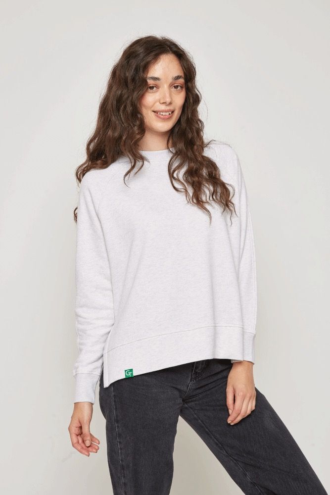 ORGANIC COTTON OVERSIZED SWEATER - SNOW GREY HEATHER