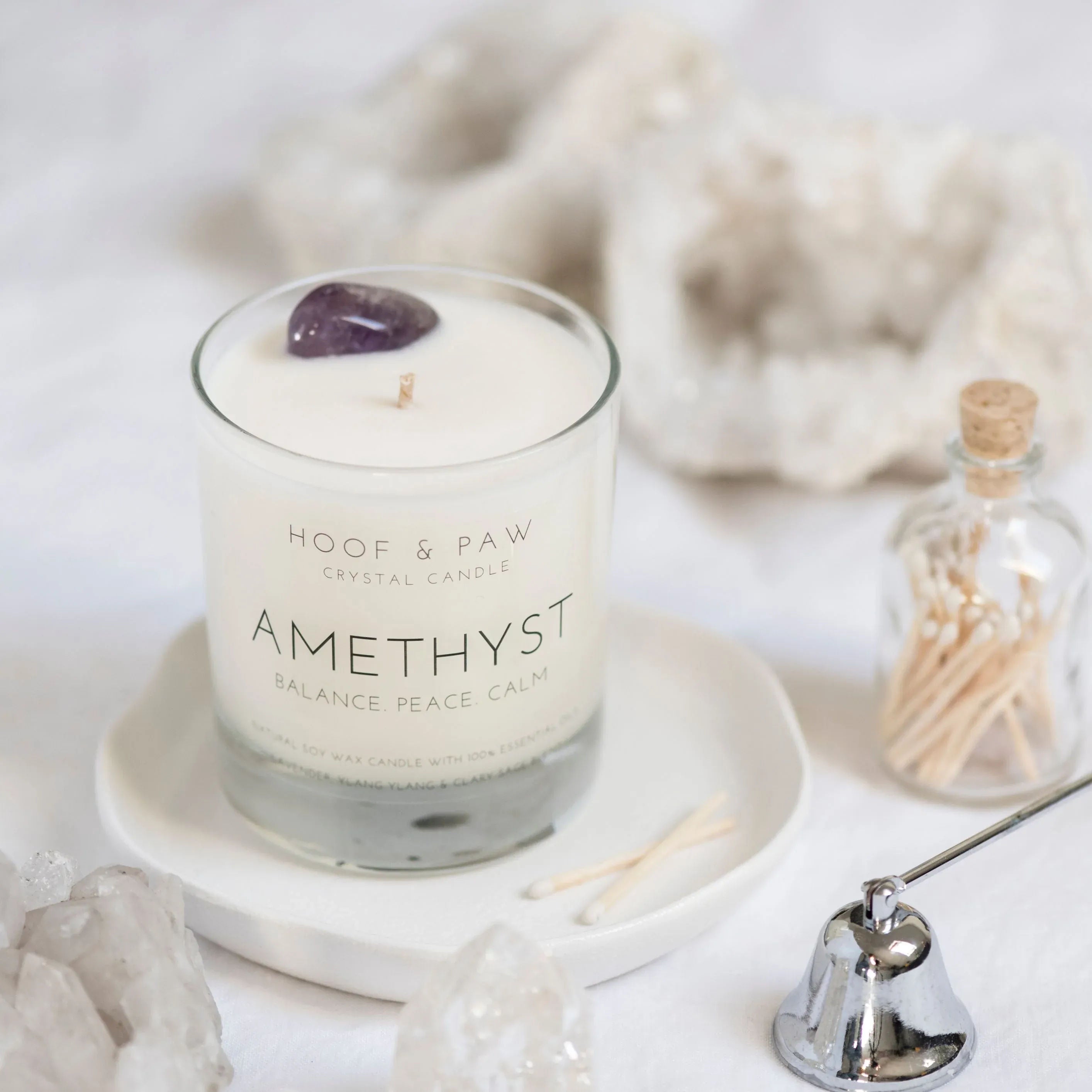 Amethyst, Essential Oil Crystal Candle