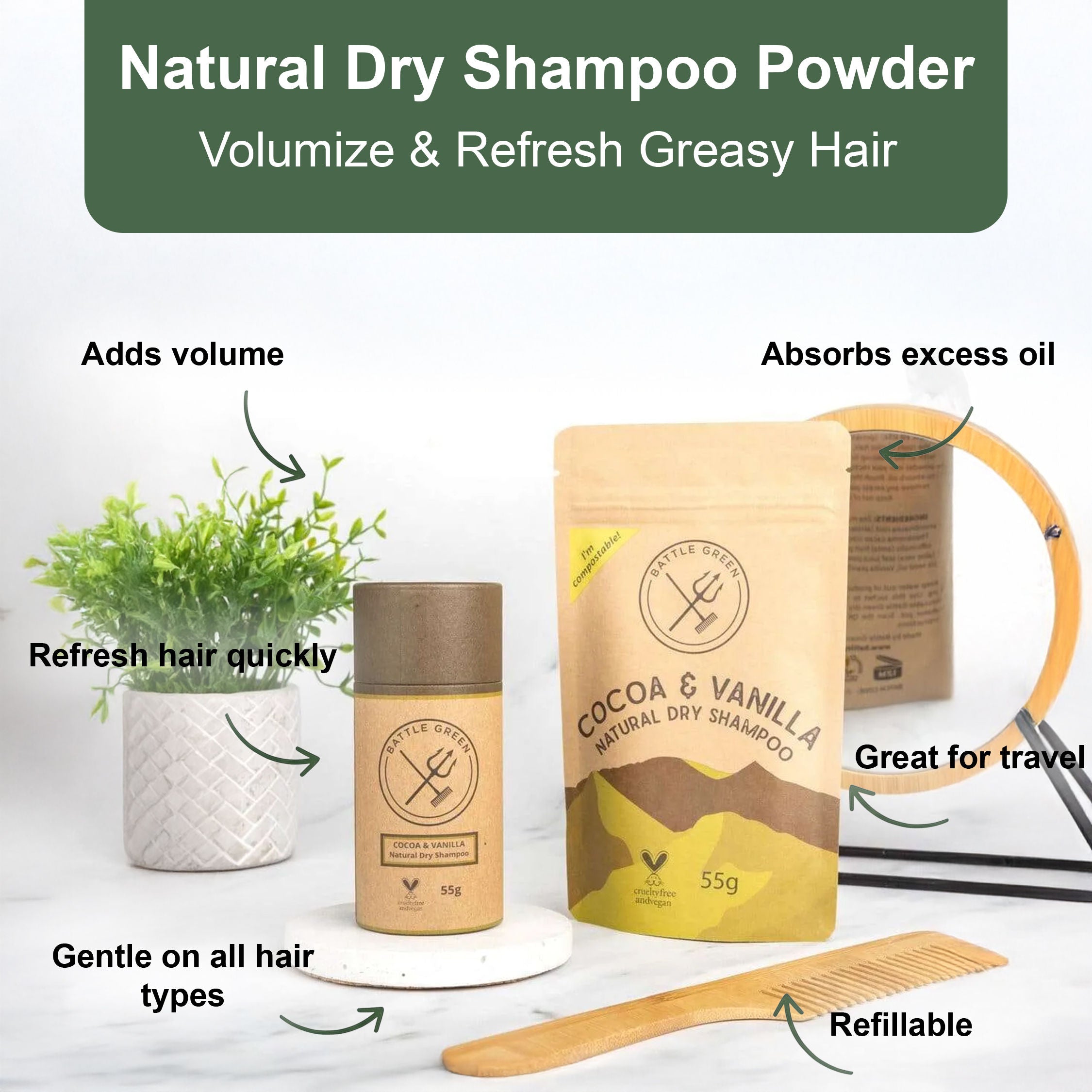 Natural Dry Shampoo Powder - 55g