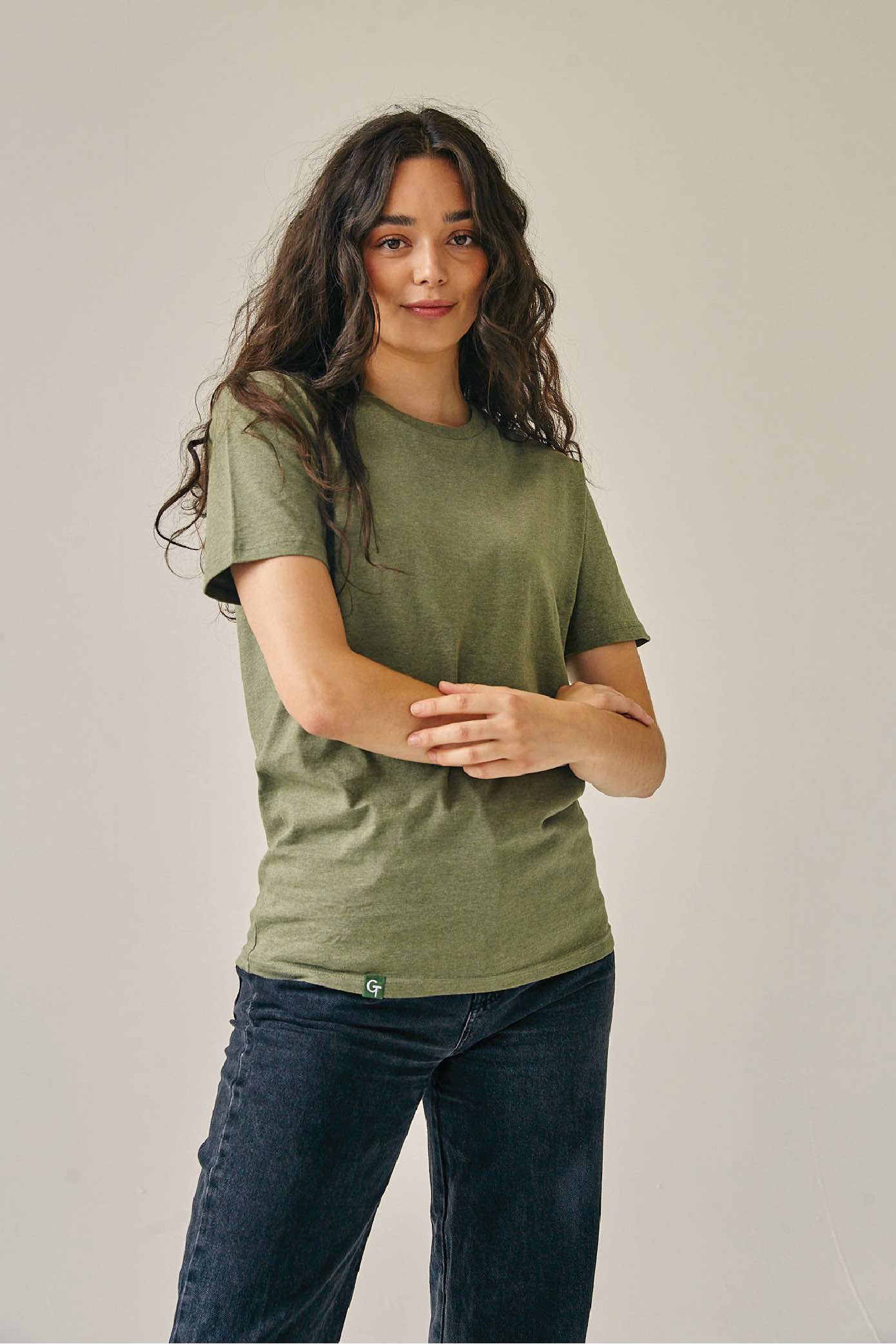 ORGANIC COTTON REGULAR FIT T-SHIRT - KHAKI GREEN HEATHER