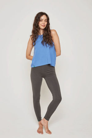 Organic Cotton Cropped Tank Top - Ocean Blue