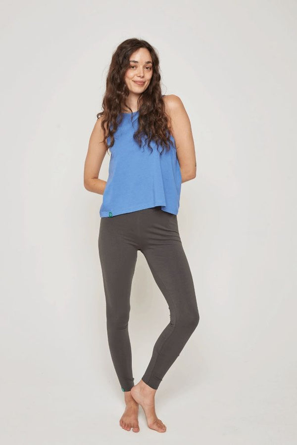 Organic Cotton Cropped Tank Top - Ocean Blue
