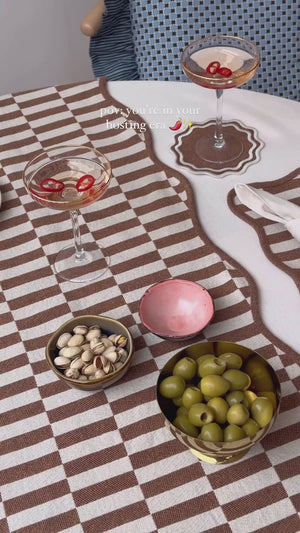 Cotton Runner ~ Camel Checkerboard