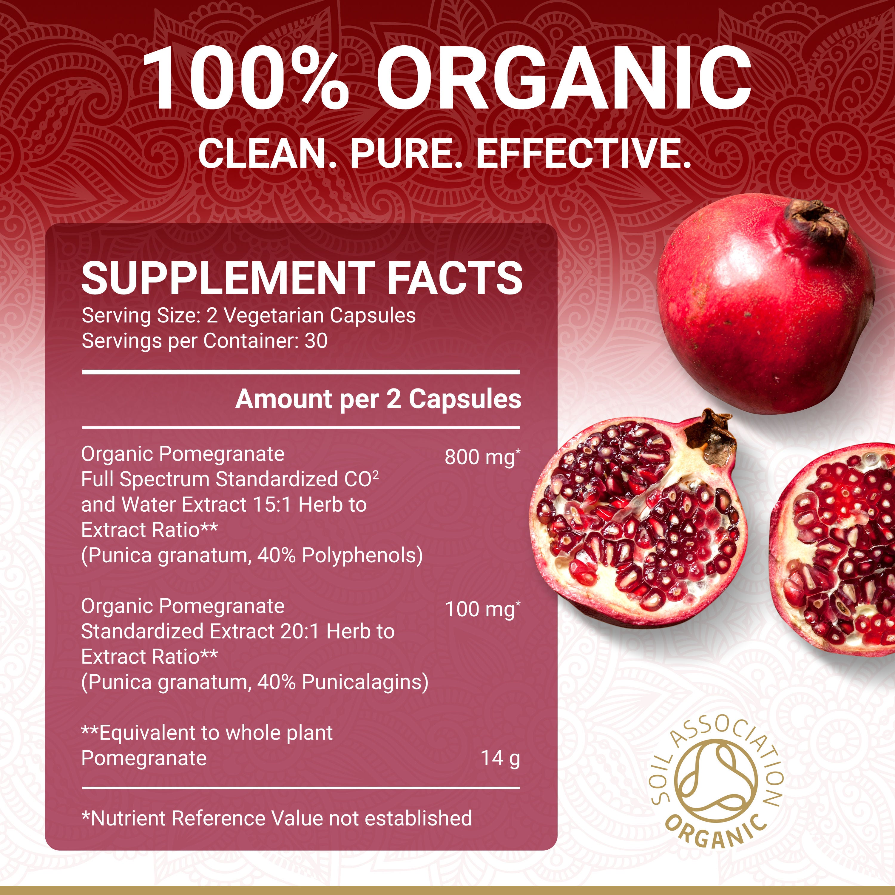 True Veda Organic Pomegranate Extract 180 Capsules (3 Bottles)