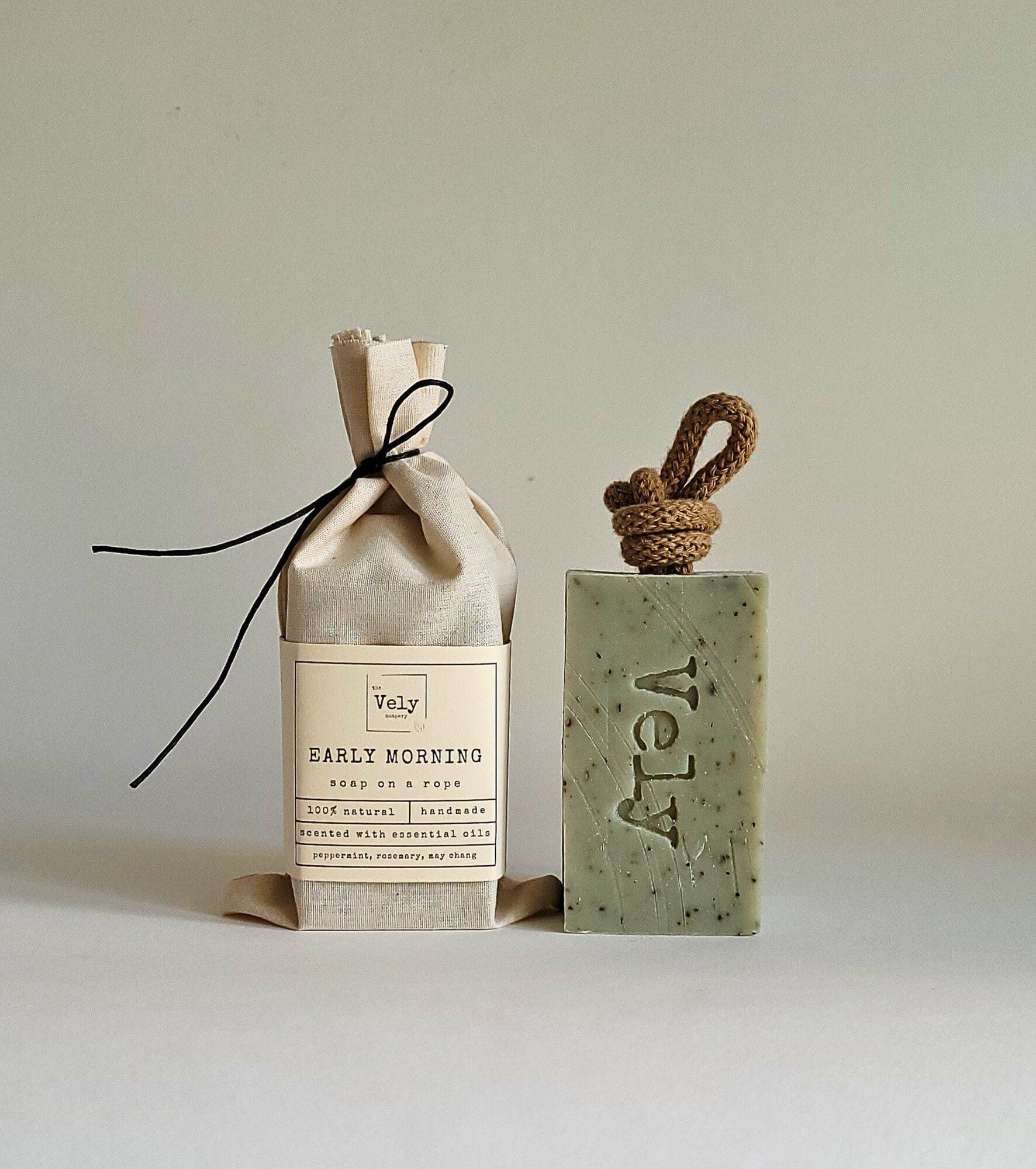 Natural Vegan Soap With Green Clay and Mint Leaves "Early Morning"