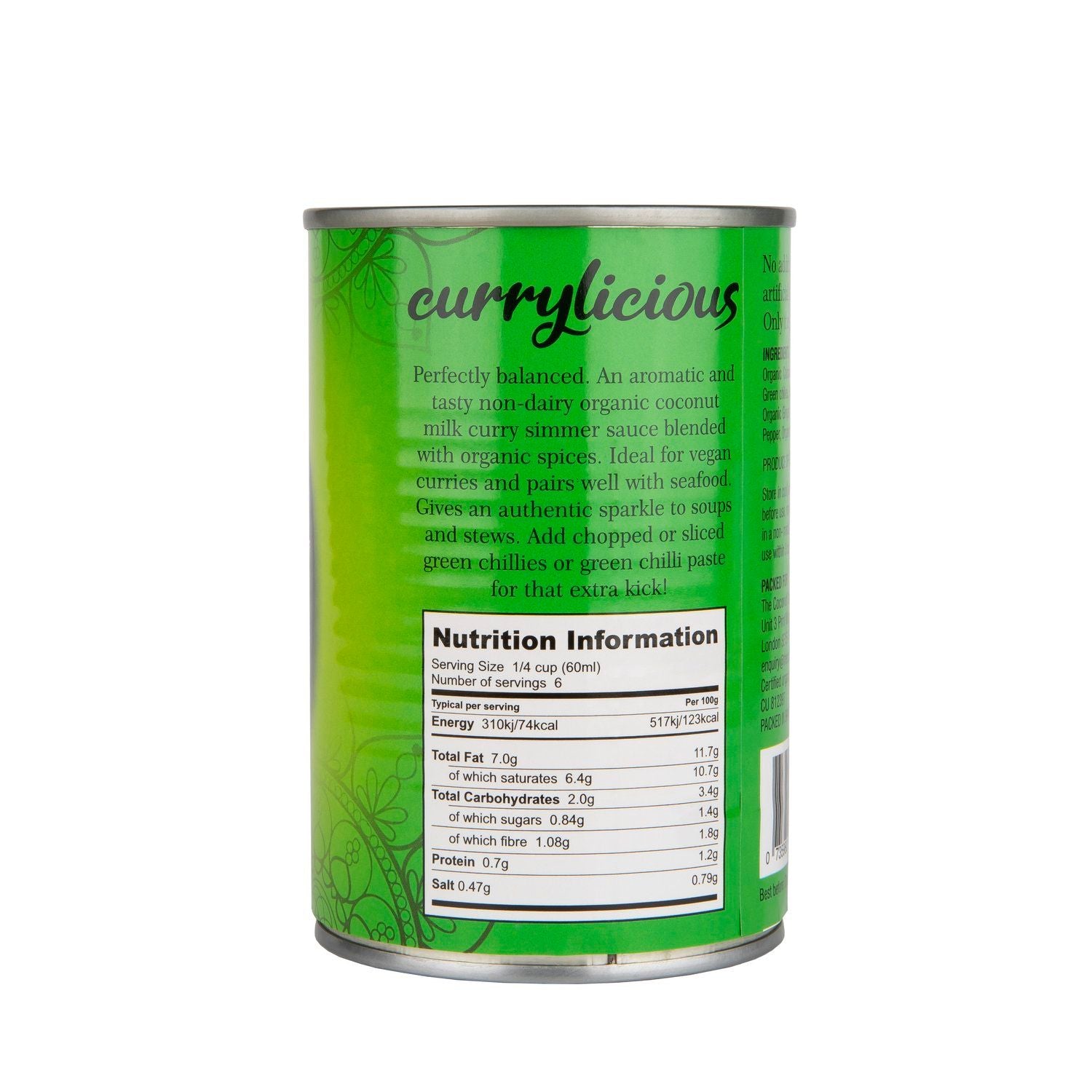 Organic Green Coconut Curry Sauce - 400ml BPA-free Can