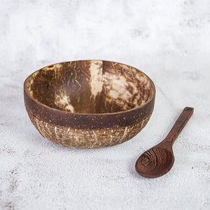 Upcycled Coconut Shell Bowl & Spoon Set