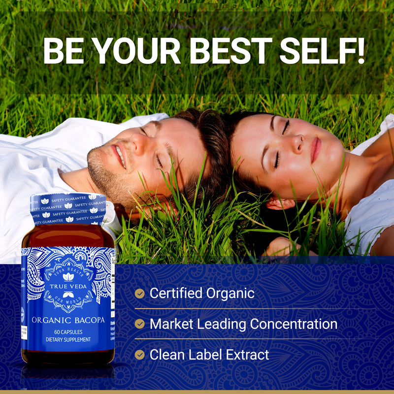 True Veda Organic Bacopa Monnieri 60 Capsules (3 Bottles)
