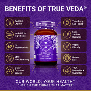 True Veda Organic Boswellia Serrata 360 Capsules (6 Bottles)