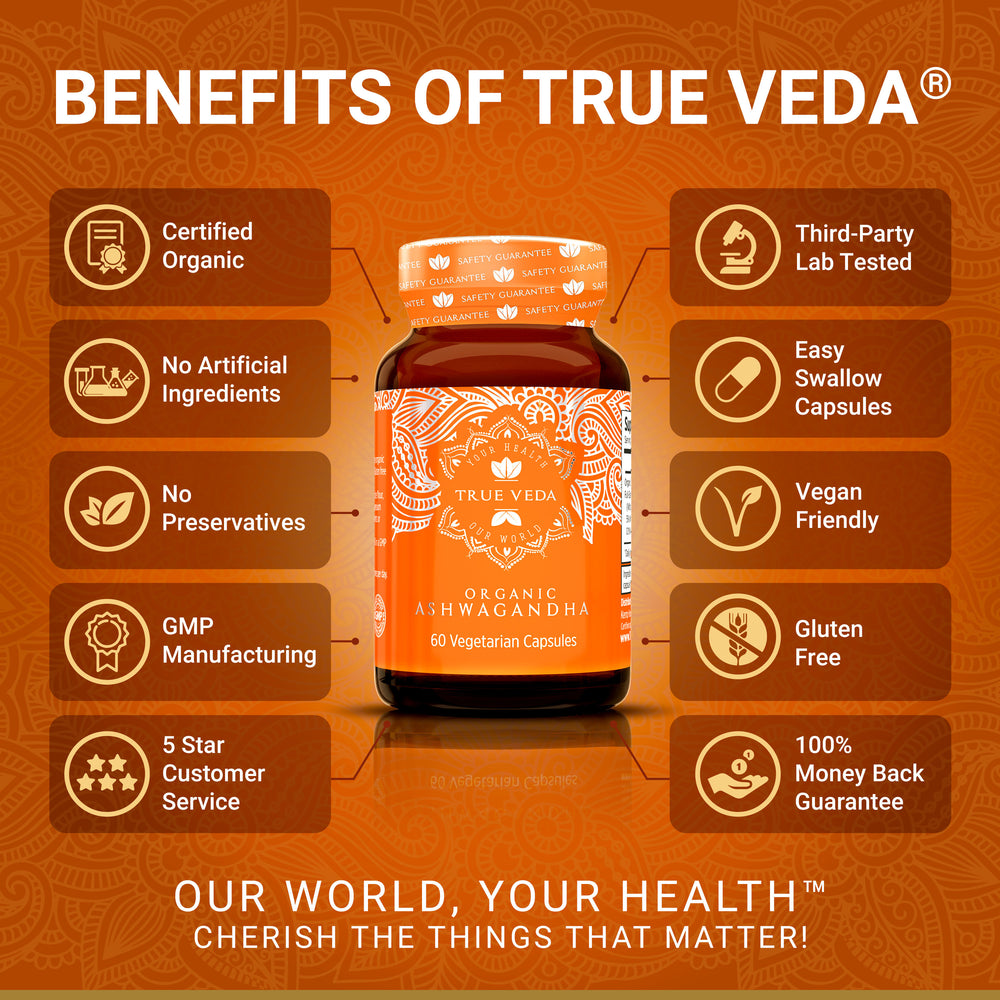True Veda Organic Ashwagandha 60 Capsules