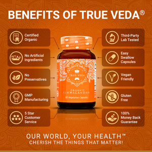 True Veda Organic Ashwagandha 60 Capsules