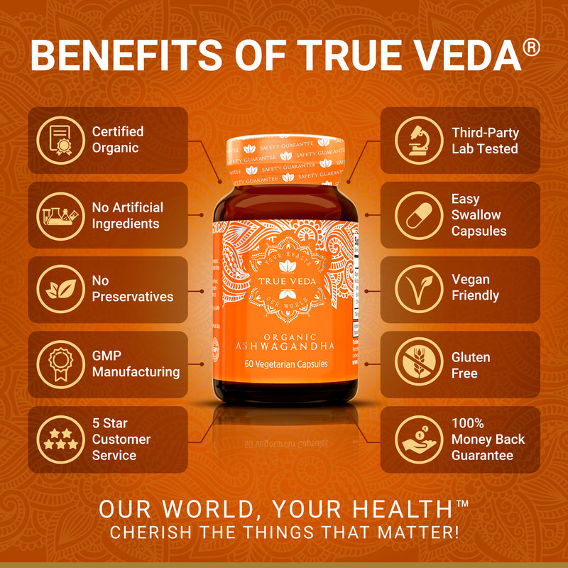 True Veda Organic Ashwagandha 60 Capsules