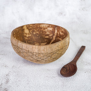 Upcycled Coconut Shell Bowl & Spoon Set