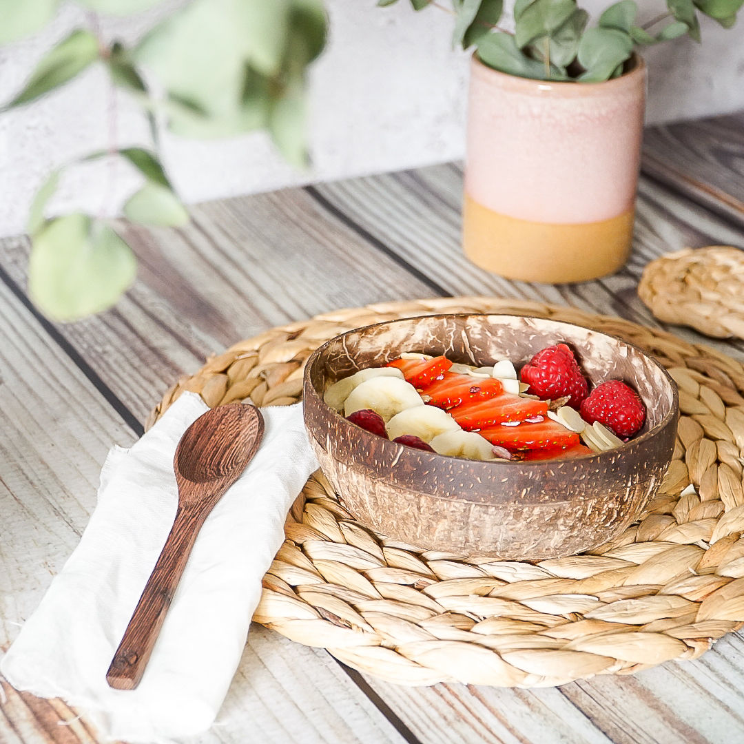 Upcycled Coconut Shell Bowl & Spoon Set
